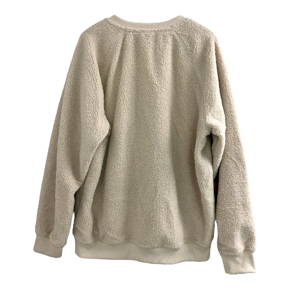 The North Face Beige Sherpa Sweatshirt Fleece Crewneck Jacket SZ XL